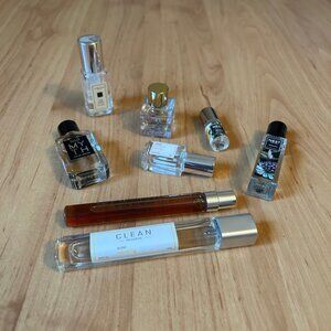 Bundle of travel and sample size luxury fragrances